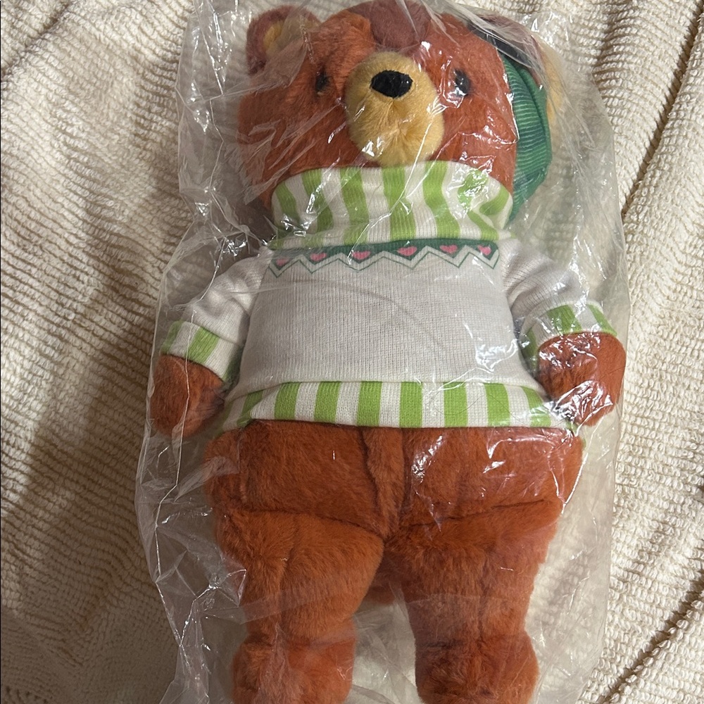 Wild Republic Brown Teddy Bear with Green Striped Outfit